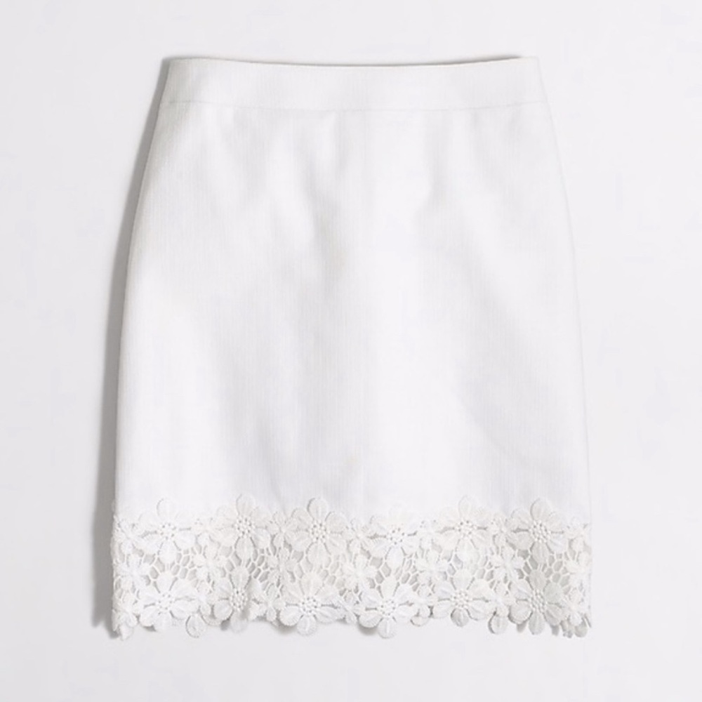J CREW Lace Trim Mini Skirt in White - Size 0